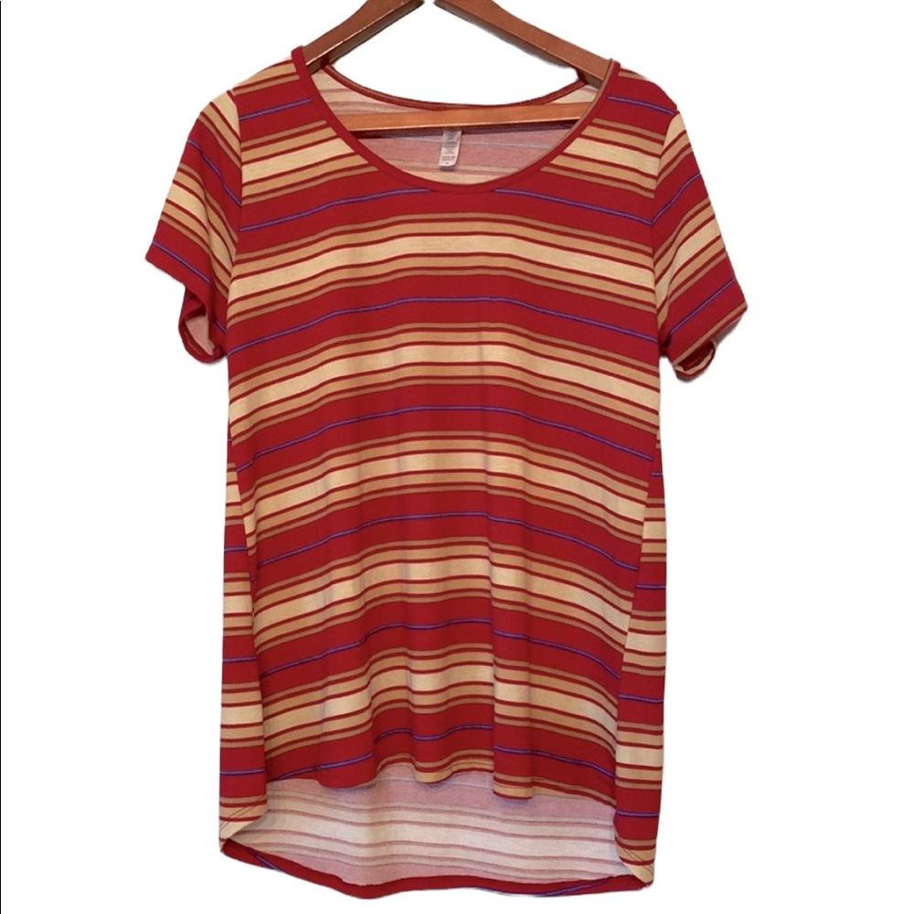 LuLaRoe Short Sleeved Fall Colors Striped Shirt
